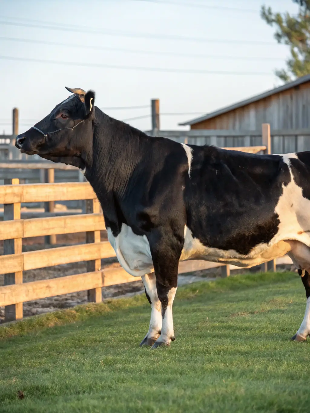 A Limousin bull standing proudly in a pen at K Bar K Ranch, showcasing its muscular build and strong presence.